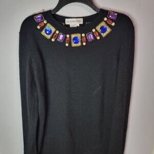 Outlander Black Tunic Sweater with Gemstones